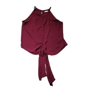 Sandy & Sid Fuscia Tie Front Layering Casual Keyhole Back Tank Top - L